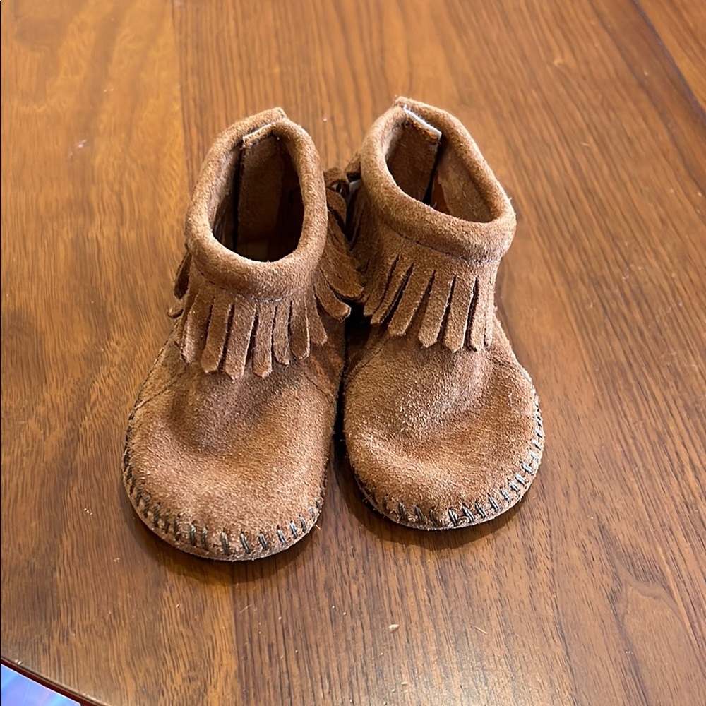 Brown Suede Kids Moccasin Boots